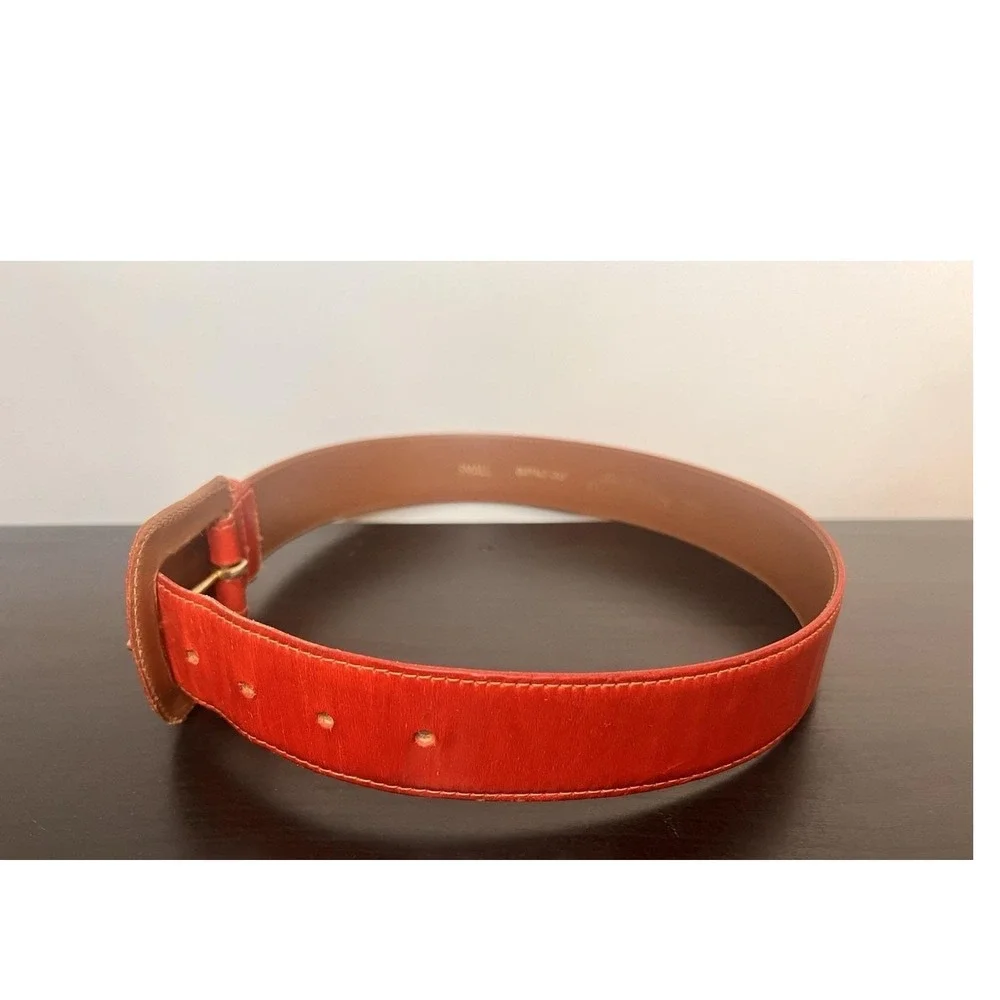 Vtg 90s Linda Allard Ellen Tracy Red Leather Wide Belt Small 200 Boho Chic 33